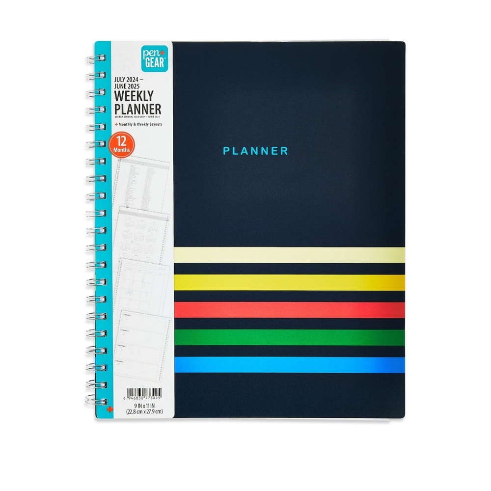 Pen + Gear 12-Month Weekly July 2024 - June 2025 Retro Stripes Planner NWT